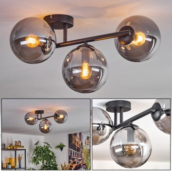 Gastor ceiling light, globe light Smoke-coloured, 3-light sources
