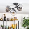 Gastor ceiling light, globe light clear, Smoke-coloured, 3-light sources