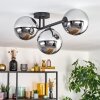 Gastor ceiling light, globe light chrome, Smoke-coloured, 3-light sources