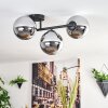 Gastor ceiling light, globe light chrome, Smoke-coloured, 3-light sources