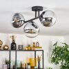 Gastor ceiling light, globe light chrome, clear, Smoke-coloured, 3-light sources