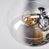 Gastor ceiling light, globe light chrome, clear, Smoke-coloured, 3-light sources
