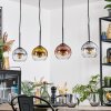 Koyoto hanging light, globe light, pendant light gold, clear, coppery, Smoke-coloured, 4-light sources