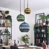 Koyoto hanging light, globe light, Cluster pendant lamp 30 cm blue, gold, green, 3-light sources