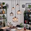 Koyoto hanging light, globe light, Cluster pendant lamp Amber, clear, Smoke-coloured, 5-light sources