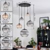Koyoto hanging light, globe light, Cluster pendant lamp Amber, clear, Smoke-coloured, 5-light sources