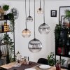 Koyoto hanging light, globe light, Cluster pendant lamp Amber, clear, Smoke-coloured, 5-light sources