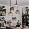 Koyoto hanging light, globe light, Cluster pendant lamp Amber, clear, Smoke-coloured, 5-light sources
