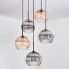 Koyoto hanging light, globe light, Cluster pendant lamp Amber, clear, Smoke-coloured, 5-light sources