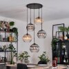 Koyoto hanging light, globe light, Cluster pendant lamp Amber, clear, Smoke-coloured, 5-light sources