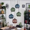 Koyoto hanging light, globe light, Cluster pendant lamp blue, green, coppery, 5-light sources