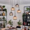 Ripoll hanging light, globe light, Cluster pendant lamp Amber, clear, Smoke-coloured, 5-light sources