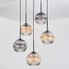 Ripoll hanging light, globe light, Cluster pendant lamp Amber, clear, Smoke-coloured, 5-light sources