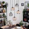 Ripoll hanging light, globe light, Cluster pendant lamp Amber, clear, Smoke-coloured, 5-light sources