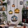 Koyoto hanging light, globe light, Cluster pendant lamp 35 cm blue, gold, green, coppery, 4-light sources
