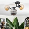 Chehalis ceiling light, globe light Amber, Smoke-coloured, 3-light sources