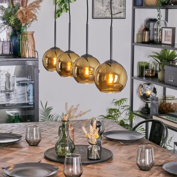 Koyoto hanging light, globe light, pendant light gold, 4-light sources