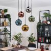 Ripoll hanging light, globe light, Cluster pendant lamp blue, chrome, gold, green, coppery, Smoke-coloured, 5-light sources