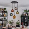 Ripoll hanging light, globe light, Cluster pendant lamp blue, chrome, gold, green, coppery, Smoke-coloured, 5-light sources