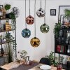 Ripoll hanging light, globe light, Cluster pendant lamp blue, chrome, gold, green, coppery, Smoke-coloured, 5-light sources