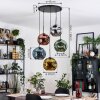 Ripoll hanging light, globe light, Cluster pendant lamp blue, chrome, gold, green, coppery, Smoke-coloured, 5-light sources