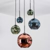 Ripoll hanging light, globe light, Cluster pendant lamp blue, green, coppery, 5-light sources