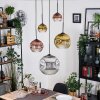 Ripoll hanging light, globe light, Cluster pendant lamp chrome, gold, clear, coppery, Smoke-coloured, 5-light sources