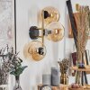 Gastor globe light, wall light gold, black, 3-light sources