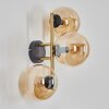 Gastor globe light, wall light gold, black, 3-light sources