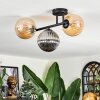 Chehalis ceiling light, globe light Amber, chrome, Smoke-coloured, 3-light sources
