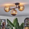Chehalis ceiling light, globe light Amber, chrome, Smoke-coloured, 3-light sources