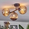 Chehalis ceiling light, globe light Amber, chrome, Smoke-coloured, 3-light sources