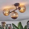 Chehalis ceiling light, globe light Amber, chrome, Smoke-coloured, 3-light sources