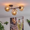 Gastor ceiling light, globe light Amber, 3-light sources