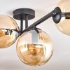 Gastor ceiling light, globe light Amber, 3-light sources