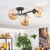 Gastor ceiling light, globe light Amber, 3-light sources