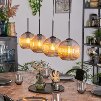 Koyoto hanging light, globe light, pendant light Amber, 4-light sources