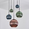 Koyoto hanging light, globe light, Cluster pendant lamp blue, green, coppery, 5-light sources