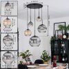 Ripoll hanging light, globe light, Cluster pendant lamp Amber, clear, Smoke-coloured, 5-light sources