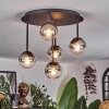 Chehalis ceiling light, globe light clear, Smoke-coloured, 5-light sources
