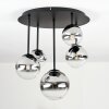 Chehalis ceiling light, globe light clear, Smoke-coloured, 5-light sources