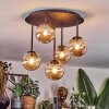 Chehalis ceiling light, globe light Amber, 5-light sources