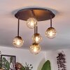 Chehalis ceiling light, globe light Amber, clear, 5-light sources