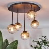 Chehalis ceiling light, globe light Amber, clear, 5-light sources