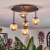 Chehalis ceiling light, globe light Amber, Smoke-coloured, 5-light sources