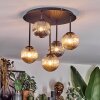 Chehalis ceiling light, globe light Amber, chrome, Smoke-coloured, 5-light sources
