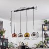Koyoto hanging light, globe light, pendant light gold, clear, coppery, Smoke-coloured, 4-light sources