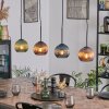 Koyoto hanging light, globe light, pendant light blue, green, coppery, 4-light sources