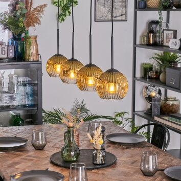 Ripoll hanging light, globe light, pendant light gold, clear, 4-light sources