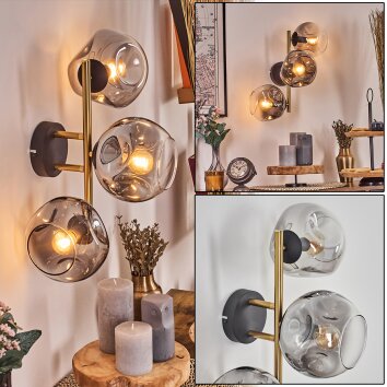 Ripoll globe light, wall light gold, black, 3-light sources